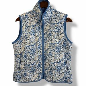 Sport Haley Blue White Floral Golf Vest Full Zip Sleeveless Medium
